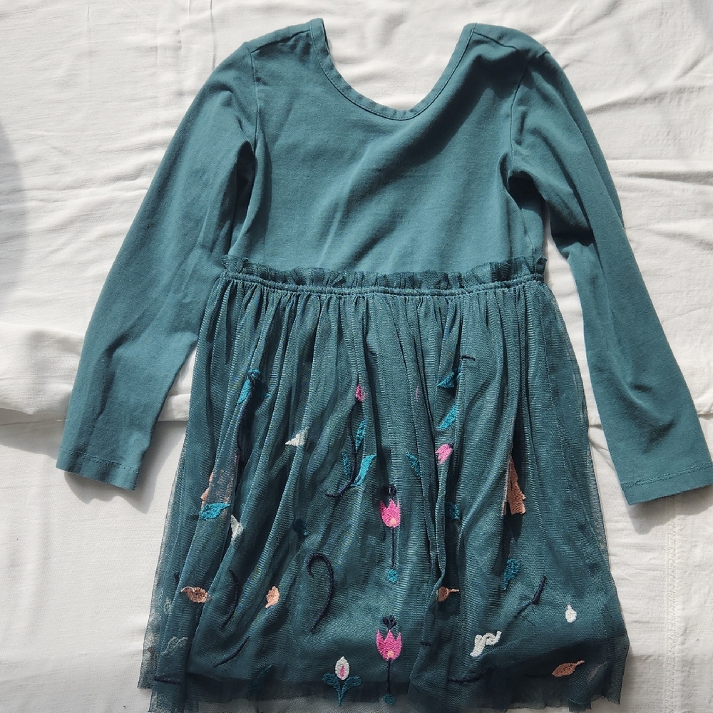 Dark Green Frozen "Anna" Long Sleeve Kids Dress